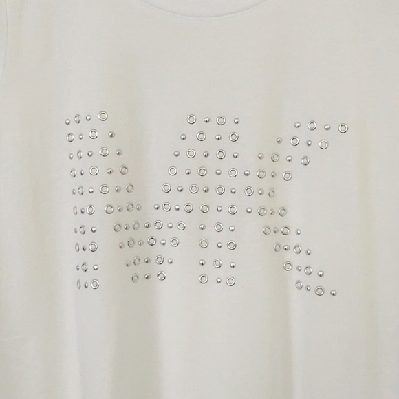 NWT! Michael Kors Silver Stud MK Logo Short Sleeve - Picture 7 of 7